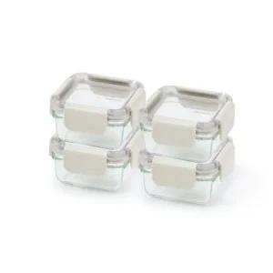 글라스락_리프젠 정사각 180ml 4조 세트 ( 베이지)