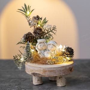 크리스마스 장식 성탄절 센터피스 구주예수나셨네 set 17cm 테이블 탁상용 데코 소품 교회 꾸미기