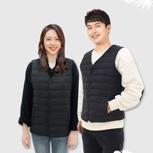 브이넥 경량 패딩 조끼 초경량 슬림 블랙 니트 베스트