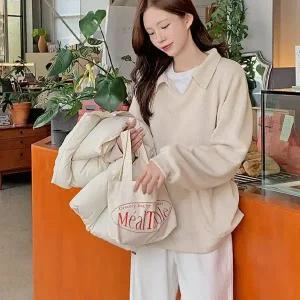 핫핑 프로클 와플니트 오픈카라 맨투맨