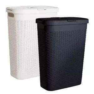 바스클립 세탁물 바구니 세트 40L 2P - 화이트그레이 환기 통풍 세탁 빨래 바구니 통 분리수거함 코스트코
