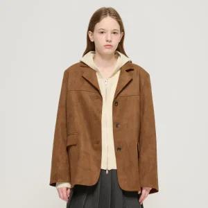 [로아드로아]카라 포인트 스웨이드 버튼업 자켓 (브라운)