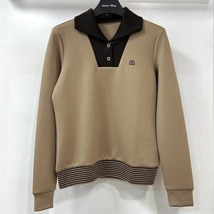 [행복한백화점][디즈니골프]카라 밑단 배색 시보리형 긴팔 티셔츠 베이지 여성 SO3LTS008