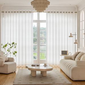 홈앤창 비침없고 이음선없는 아일렛 도톰쉬폰커튼 2장/차르르 거실 안방커튼