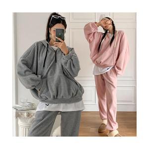 양기모 후리스 여성트레이닝세트 후드 조거트레이닝복 겨울 셋업 빅사이즈 오버핏