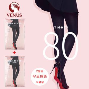 비너스 80D 스판 여성 겨울 타이즈 팬티 스타킹 2매