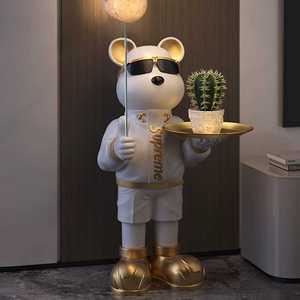 곰돌이트레이 거실 오브제 선반 장식 곰트레이 조명 소품 트레이