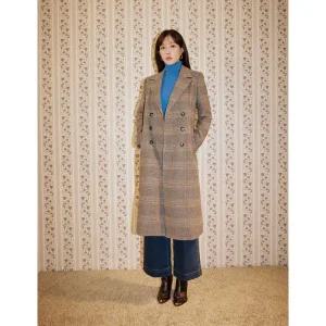 갤러리아 24F/W][특가] 체크 더블 브레스트 롱코트 (BJHAX2672)(BJH2672)