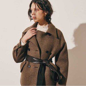 [미바이와이]와이드카라 래글런 셔츠형 피코트