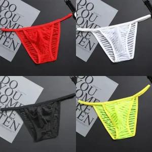 남성 시스루 줄무늬 망사 비키니 삼각팬티 4P 세트 세련된 디자인과 매혹적인 핏 B01