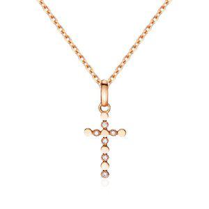 [비앤비골드] 14K 프롱 큐빅 라운드 십자가 펜던트 M NPP40627