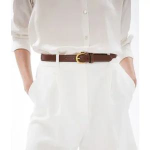 [헤지스](대구신세계)[백화점BEST][길이조절가능] 브라운 골드버클 소가죽 여성 벨트 24mm HJBE5E406W3