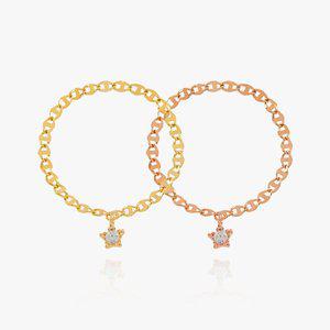 [엘렌쥬얼리]14K 리틀 스타 딸랑이 플랫 체인 금 반지