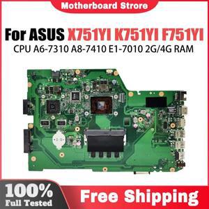 ASUS 노트북 마더보드, X751YI, X751Y, A751YI, K751YI, F751YI, A6-7310 E1-7010U, 4GB, 2GB RAM