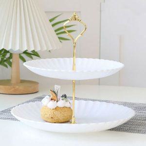 [기타]디저트 PFZKMDWA 포멀라운드 화이트 플레이팅 2단 접시 트레이