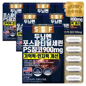 순수식품 두뇌엔 포스파티딜세린 PS 징코 6박스(360캡슐) / 은행잎추출물 레시틴 기억력 개선