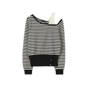 갤러리아 LAP 배색끈 오프숄더 단가라니트 AR1KH220