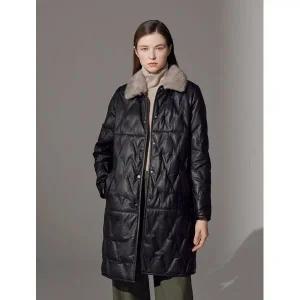 [하프클럽/리오벨]밍크 카라 이태리 양가죽  롱코트