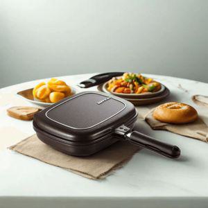 해피콜양면팬 빗살 점보그릴 30cm 생선팬 티타늄 냄새 연기안나는 불판