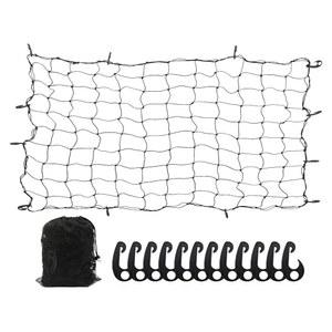 6피트 x 5피트 헤비 듀티 번지 카고 네트 길이가 12피트 x 10피트까지 늘어남 - 루프 러기지 랙, 화물 운송업체 및 픽업 트럭 침대에 안전하게 휴대할 수 있는 12개의 자유로운 조절 가능한 후크가 있는 라텍스