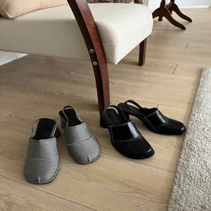 여성 데님 미들힐 슬링백 뮬 104555