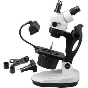 AMSCOPE GM400TZ 10M 디지털 삼안 주화 스테레오 줌 현미경, WH10X 아이피스, 3.5X 90X 배율, 0.7X 4.5X 대물렌즈, 할로겐 및 형광 조명, 경사 기둥 스탠드, 110V 120V, 0.5X 2.0X 바로우 렌즈, 리덕션 렌즈가 장착