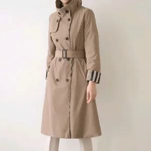 여자 봄 가을 체크 배색 바바리 롱 코트 간절기 아우터