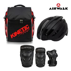 에어워크 에어로 블랙 주니어 성인 인라인스케이트 자전거 보호장구 세트 / 인라인 가방+헬멧+200 보호대