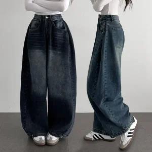 [하프클럽/이버유]키작녀청바지 여자통청바지 와이드데님