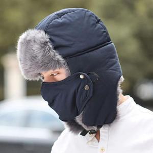 [MEMK4LR2_53DE]마스크 플러쉬 방한모자 네이비 2PCS 1세트