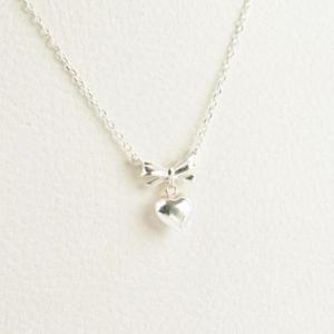 여성 리본 통통 하트 귀여운 실버925 목걸이