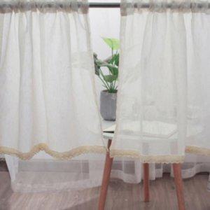 주방 창문 가림막 커튼 빈티지 린넨 레이스 바란스커 (WFH8G4L)