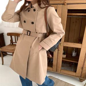 여성 스판 버킷 카라 트렌치 롱 코트 바바리