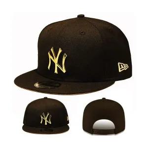 [관부가세포함] New Era 뉴욕 양키스 블랙 스냅백 모자 MLB 메탈릭 골드 팀 배지 캡