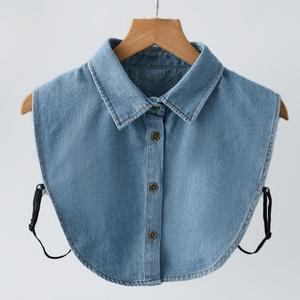 베이직 3컬러 데님 페이크 이너카라 레이어드 목만있는 넥카라