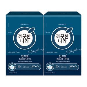 깨끗한나라 딥무드 미드나잇 네이비 미용티슈, 300매, 3입, 2개