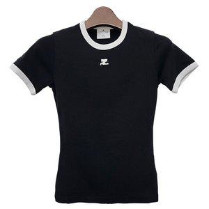 [쿠레주][명품] 꾸레쥬 24SS 쿠레주 리에디션 로고 콘트라스트 반팔티 블랙