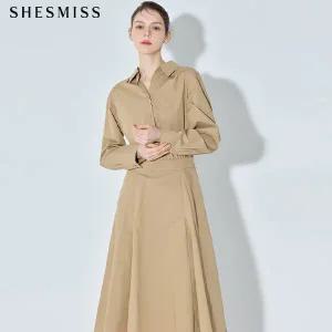 [쉬즈미스][쉬즈미스] 기품있는 여유로운핏 오픈카라 셔츠 원피스