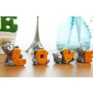 야옹이 러브모던 이니셜 미니어처 4종 세트 인테리어 소품