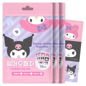 썸머패치 마이멜로디&쿠로미 산리오 썸머 향 패치 시트로넬라 밴드 18매입, 3개