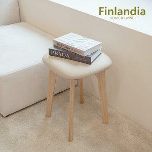 핀란디아 엘라인 고무나무 원목 사각 스툴(쿠션형) 화장대의자