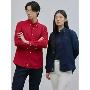 [빈폴] [Essential] 남녀공용 옥스퍼드 솔리드 셔츠 - 레드 (BC4764E056)