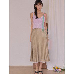 [쏘리투머치러브]Floaty Pleated Lace Skirt_Beige