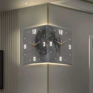 LED 양면 코너 인테리어 무소음 디지털 벽시계 조명