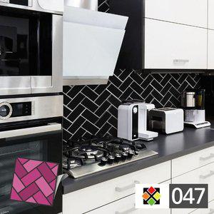 B스티커타일 047 검정갈매기벽돌 DIY 타일시트지 (WFHU41R)