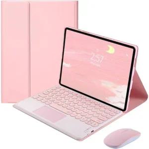 레노버 탭 M10 플러스 10.6 3세대 2022용 터치패드 키보드 케이스 귀여운 원형 키 무선 및 마우스가 포함된