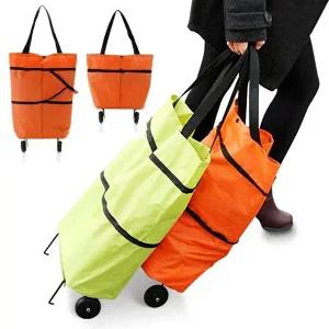 바퀴달린 시장바구니 오렌지 핸드카트 캐리어카트-WFHQT6M