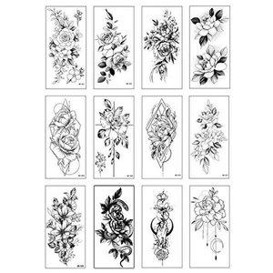 꽃타투 12종 패션 꽃 장미 문신 흑백 스티커 타투 세-WFHOT6E