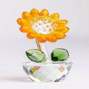 크리스탈 수정 해바라기 유리꽃 행운 재물 탁상 장식품 개업선물