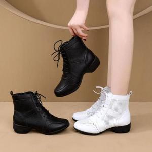 라인댄스 부츠 댄스화 여성 가죽 하이탑 살사화 재즈화 슈즈 모던 댄스 사교